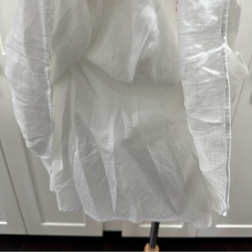 Madewell Embroidered Linen-Blend Raglan Ruffle Mini Dress Size Extra Small - Picture 7 of 11